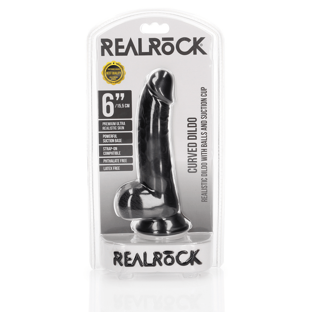 Curved Realistic Dildo with Balls and Suction Cup - 6 / 15,5 cm - foto 5