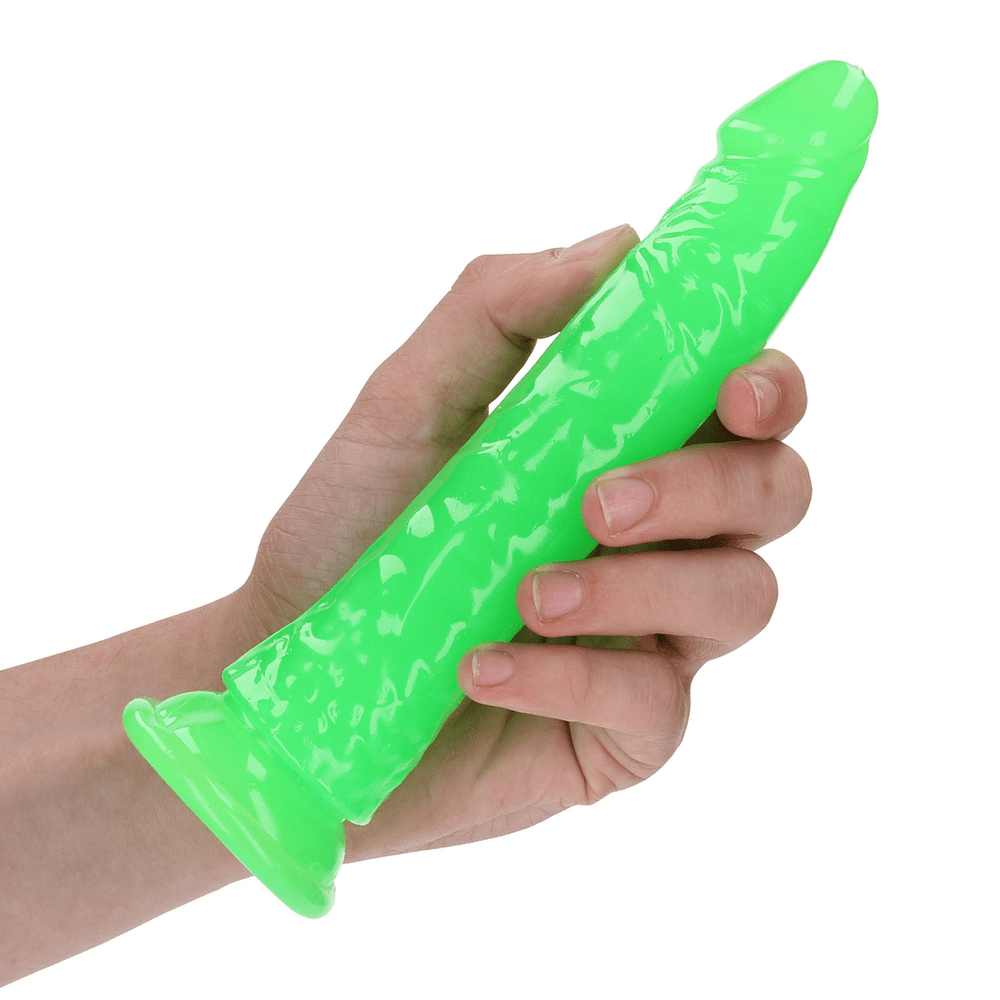 Slim Realistic Dildo with Suction Cup - Glow in the Dark - 7'' / 18 cm - foto 4