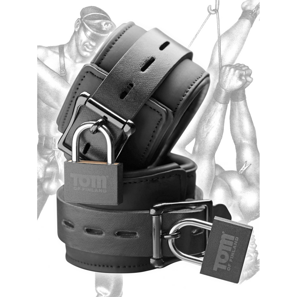 XR Brands - Neoprene handboeien met slot - Zwart - vierde productfoto