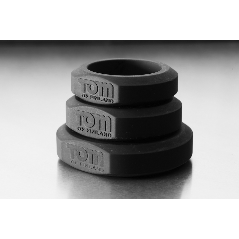 XR Brands - 3-delige siliconen cockring set - Blauw - foto 3