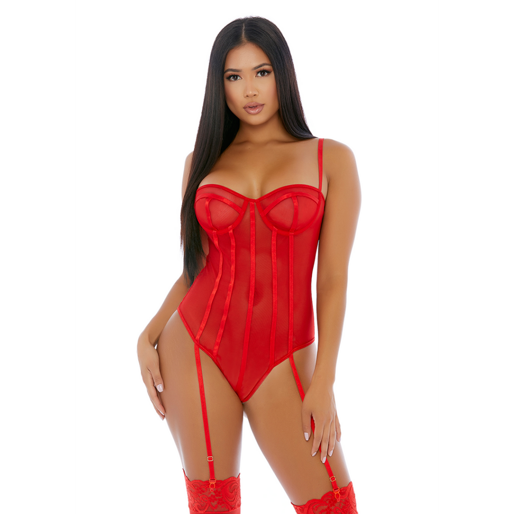 Sheer Up Mesh Teddy - L - Red