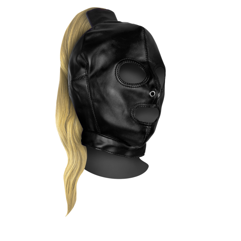 Mask with Blonde Ponytail - Black