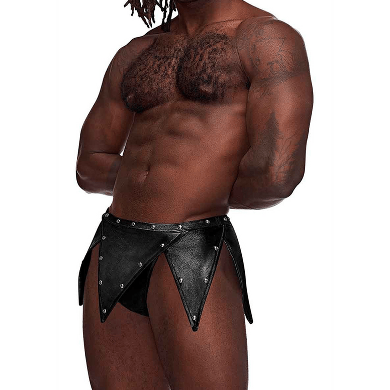 Eros - Gladiator Kilt Design with an Attached Thong - S/M - Black