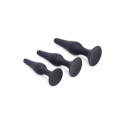 Triple Spire - Tapered Silicone Anal Trainer Set - 3 Pieces - Black