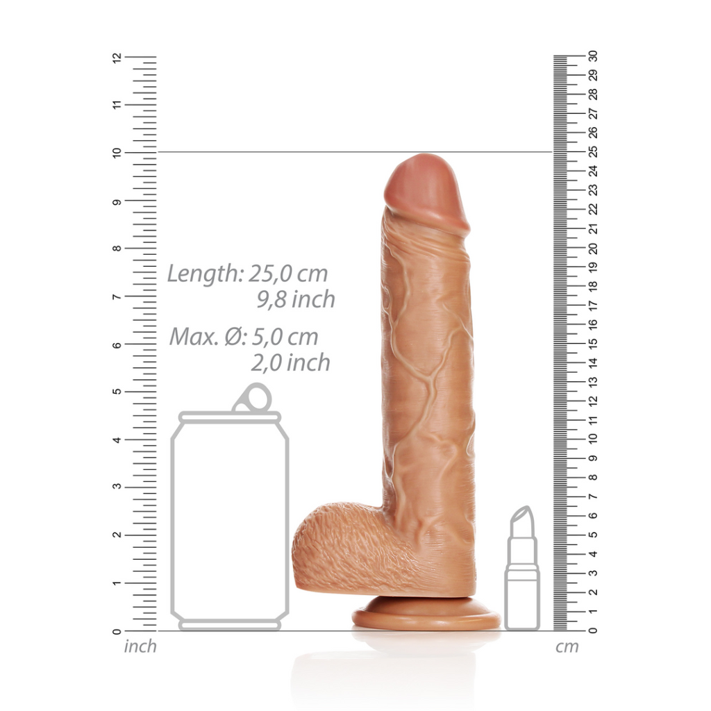 Straight Realistic Dildo with Balls and Suction Cup - 9 / 23 cm